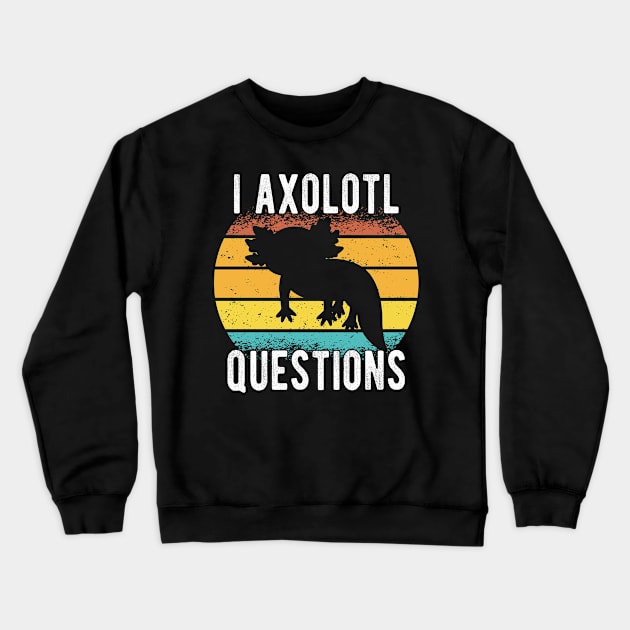 Kids I Axolotl Questions Shirt Kids Funny Kawaii axolotl costume Crewneck Sweatshirt by drag is art